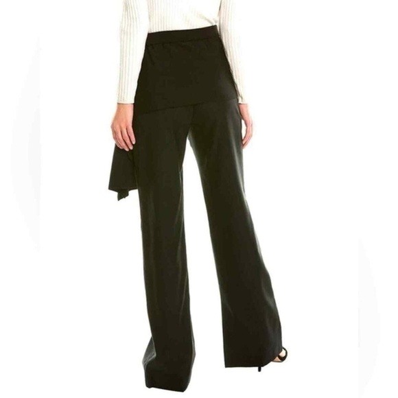 3.1 PHILLIP LIM Black Wool Blend Side Drape High Rise Wide Leg Pant, Size 8 - Picture 3 of 14